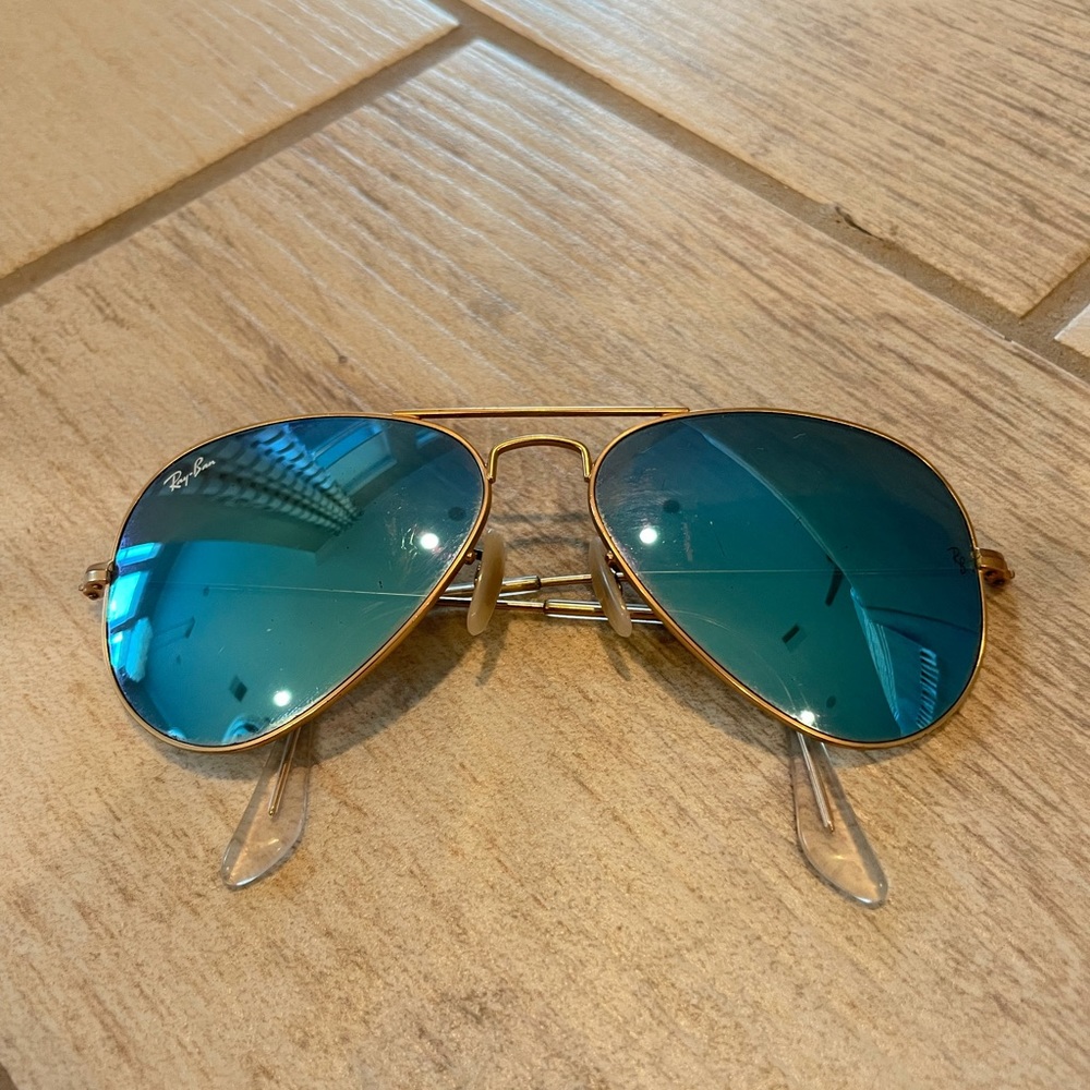 Ray-ban aviator 55014 blue mirrored lens